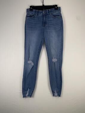 NY & C Jeans Womens 8 Blue Mya Curvy High Waist Distressed Skinny Ankle Denim
